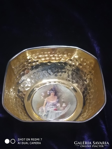 Silver-plated, gold-plated, silver (925) Italian serving bowl.