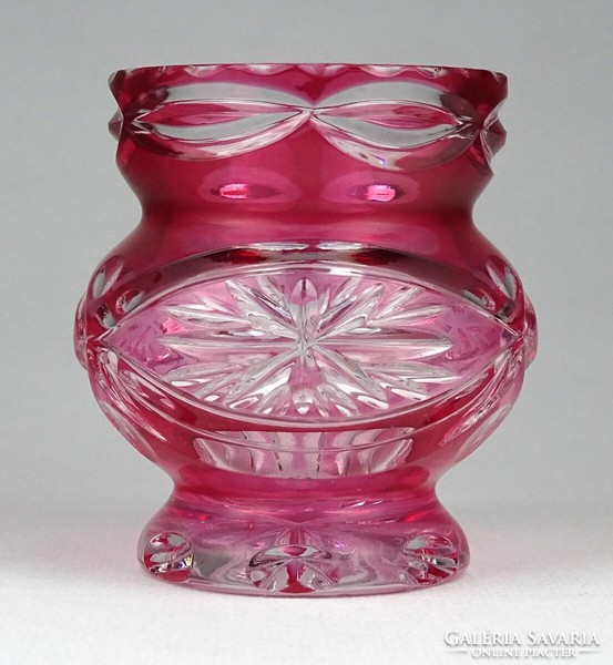 1I988 old polished pink glass vase