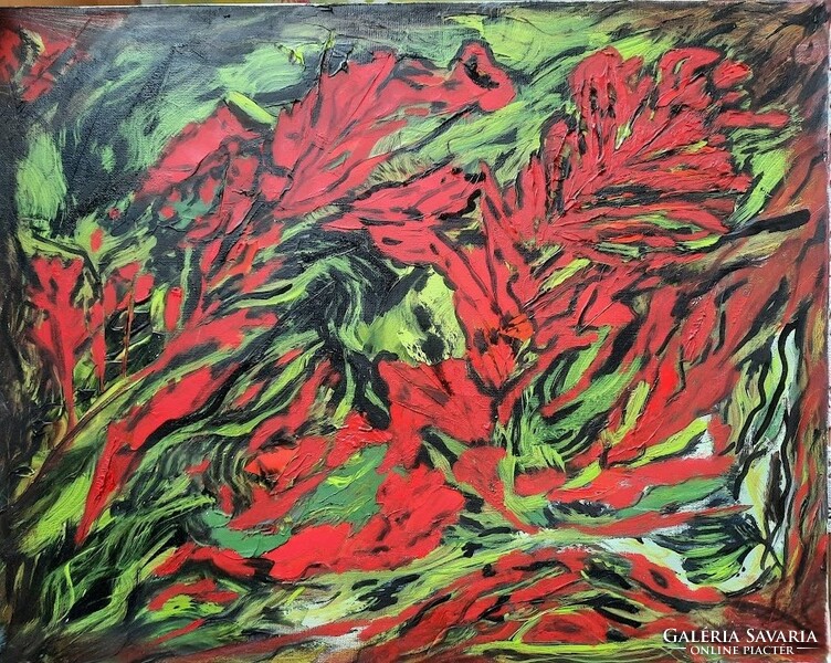 Zsm abstract painting, 40cm/50cm canvas, oil, painter's knife - romance