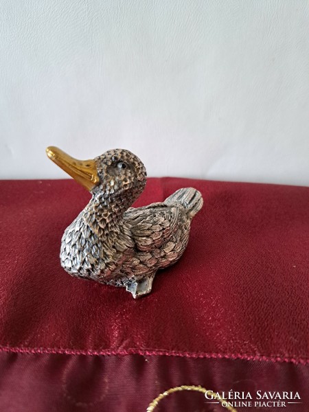 Silver miniature duck figure