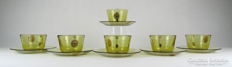 1M067 pyrex industria argentina amber glass tea set 6 pieces