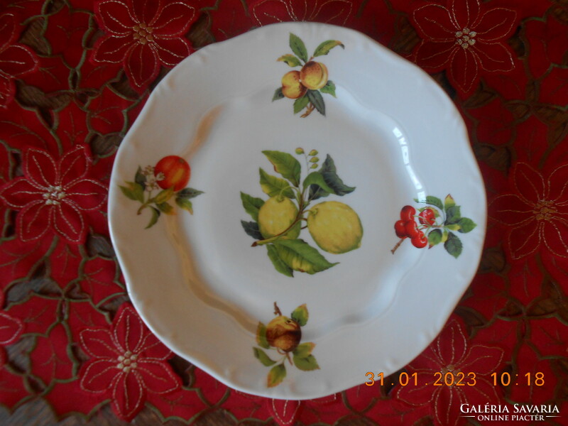 Zsolnay baroque cake plate with fruit pattern