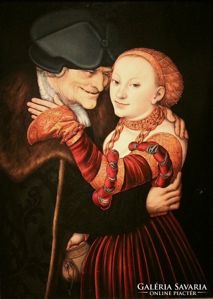 Cranach - the old man in love - canvas reprint