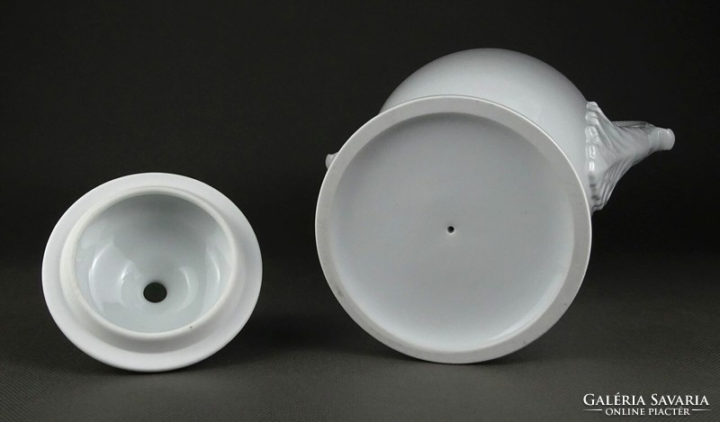 1M034 Nagyméretű hófehér Herendi porcelán urna 36 cm