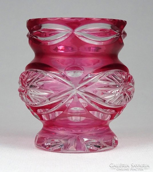 1I988 old polished pink glass vase