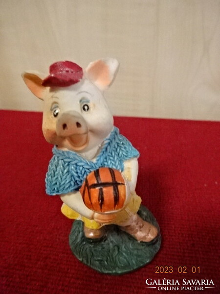 Plaster figure, ball-playing pig girl, height 7 cm. He has! Jokai.