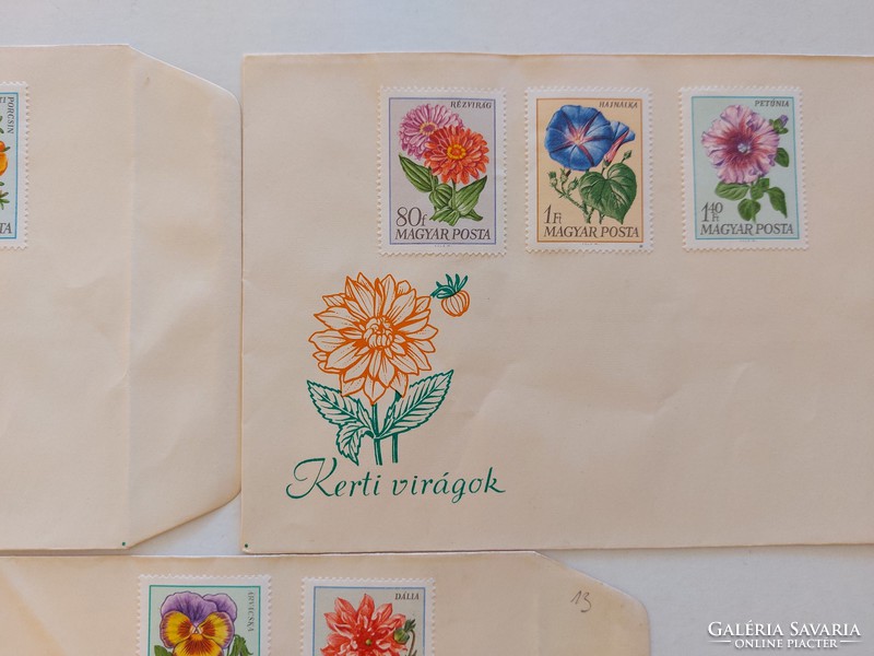 Old stamp envelope with garden flowers 3 pcs