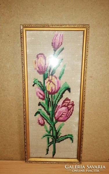 Flower pattern tapestry tapestry in a glazed frame 20*45 cm