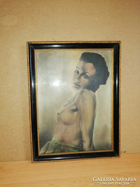 Female nude painting by Sándor Diósi photographed in a glazed frame 34*44.5 cm