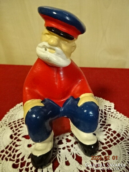 Hand-painted plaster figure, sitting sailor. He has! Jokai.