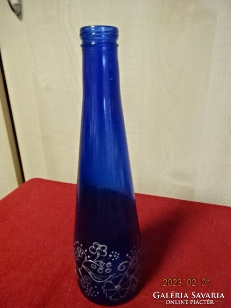 Óbuda diamond mineral water bottle, blue, hand decorated. He has! Jokai.