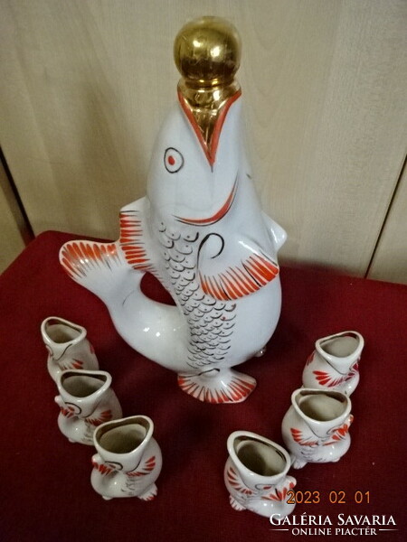 Russian porcelain, fish-shaped brandy set, 7 pieces. He has! Jokai.
