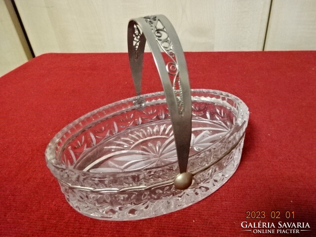 Polished glass oval offering with metal tongs. He has! Jokai.