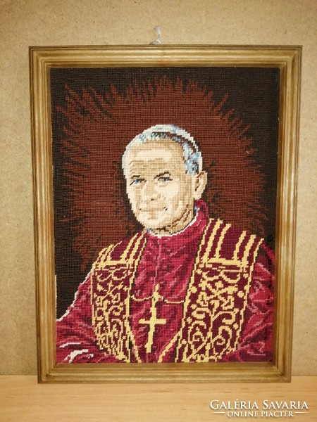 Ii: Pope John Paul giobelin in tapestry frame 34.5*44.5 cm