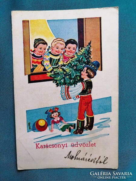 Rajzos karácsonyi képeslap