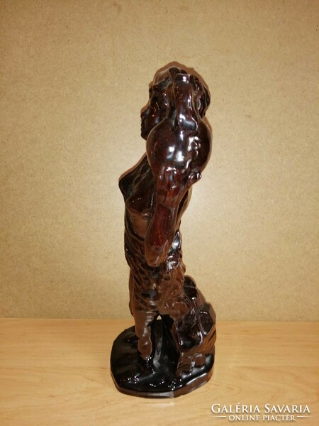 Mázas kerámia női fél akt figura 36 cm magas (b)