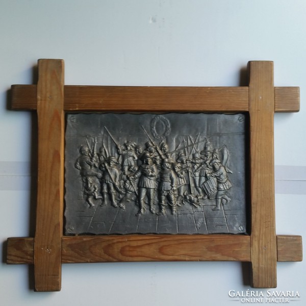 Rembrandt: cast metal, night patrol painting. Made from