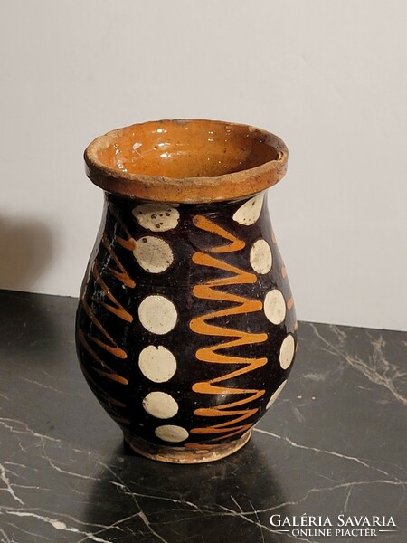 Polka dot striped ceramic mug 15.5 cm