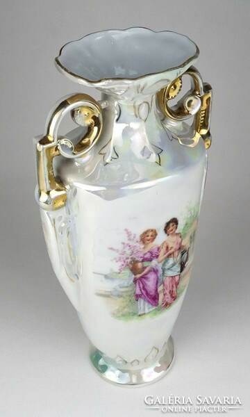 1F481 Régi nagyméretű irizáló cseh porcelán Victoria váza 30 cm