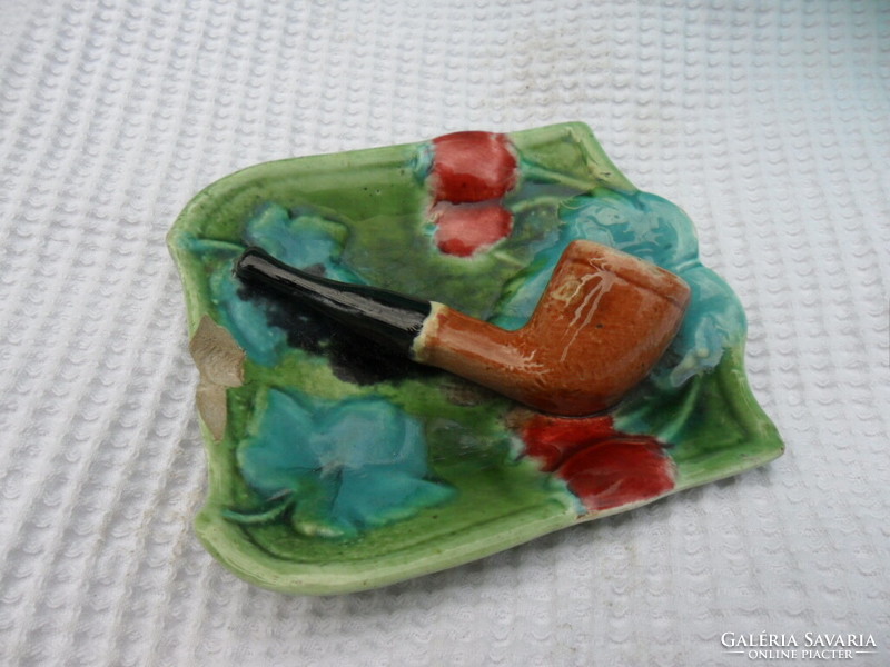 Antique family cimeres Zsolnay ashtray or bowl with pipe