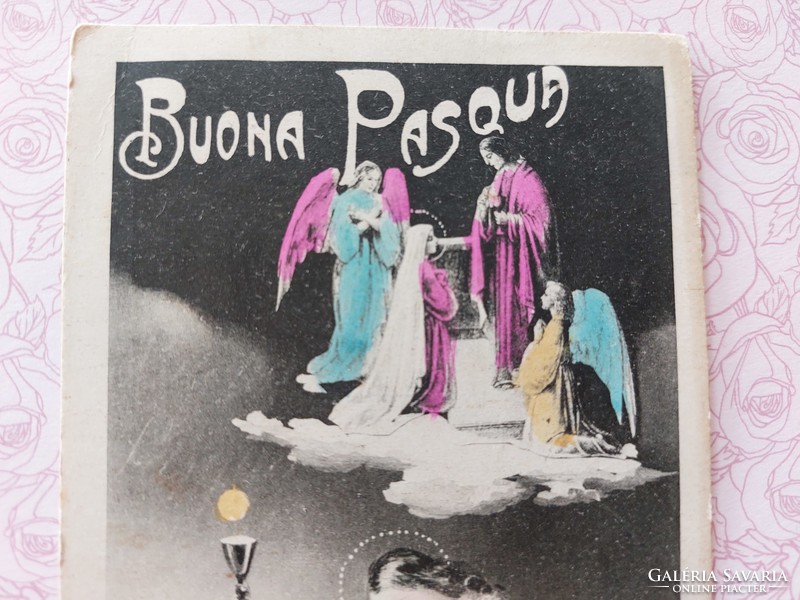 Régi húsvéti képeslap 1928 levelezőlap angyalok Jézus