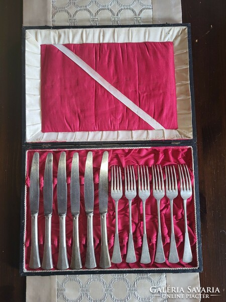 6 Personal, 12-piece silver cutlery set, 6 forks, 6 knives with box, gold jewelry exchange!