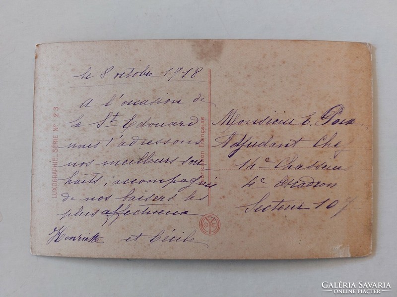 Régi képeslap 1918 levelezőlap rózsa tájkép