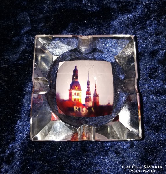 Riga kristály hamutál hamutartó emléktárgy