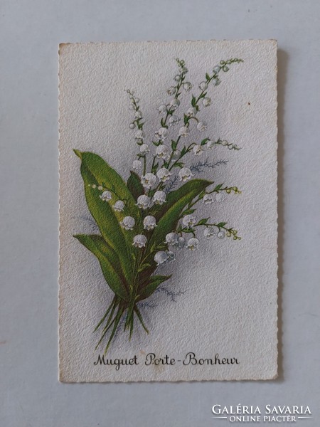 Régi képeslap 1960 virágos levelezőlap gyöngyvirág
