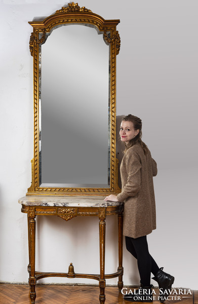 Gilded console table with mirror