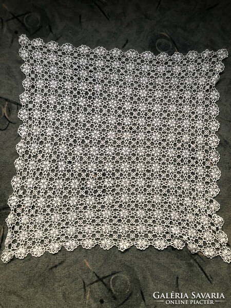 Hand crocheted lace tablecloth 78 x 78 cm