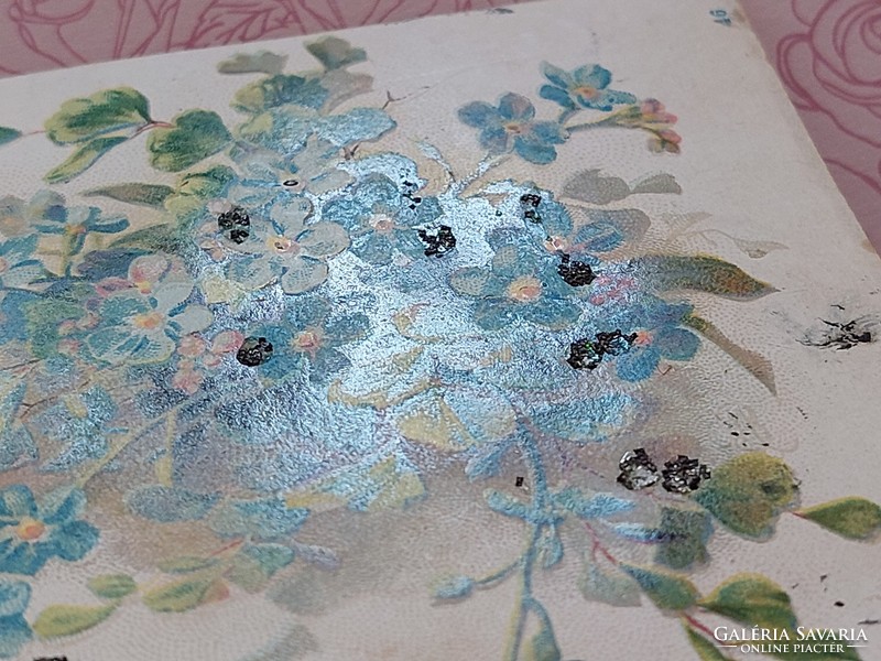Régi virágos képeslap 1900 levelezőlap nefelejcs