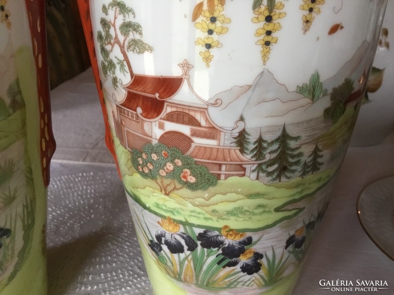 Csodás váza párban, japán, gésás,  28 cm-es
