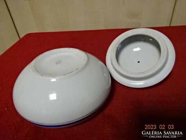 Dracshe porcelain sugar bowl, antique. With blue and gold stripes. Jokai.