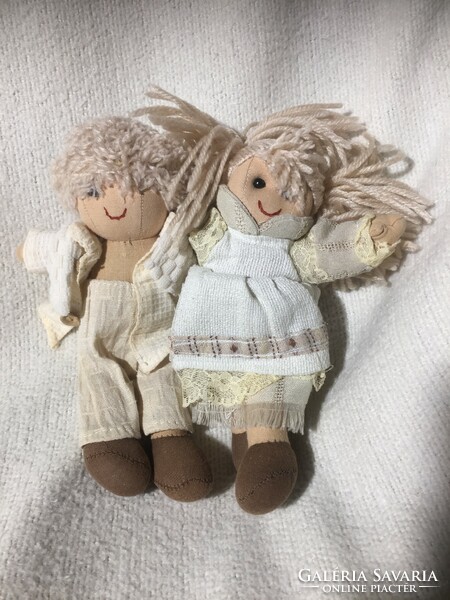 Textilbaba-pár, vintage rongybaba fiú és lány figura II.