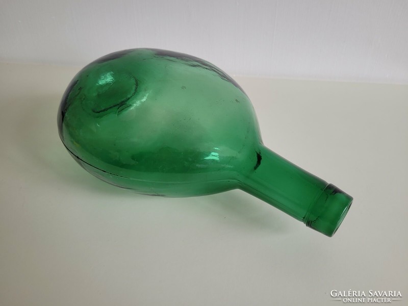 Régi 3 literes sonkaüveg zöld sötétzöld vintage üveg palack