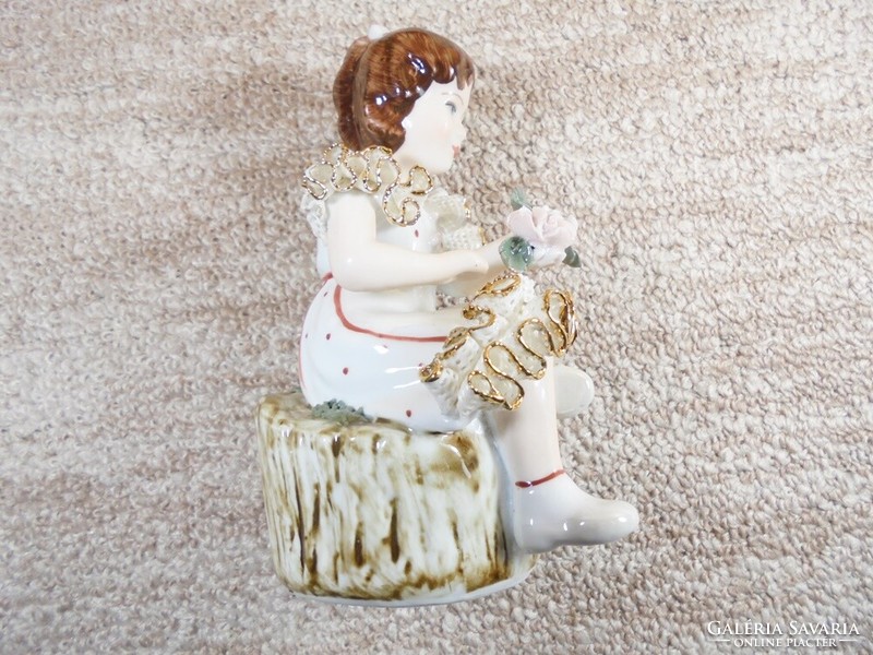 Old retro marked alba julia roceram porcelain lady woman figure sculpture Romanian