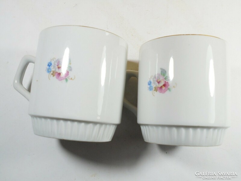 Retro old marked Zsolnay porcelain mug with floral pattern 2 pcs