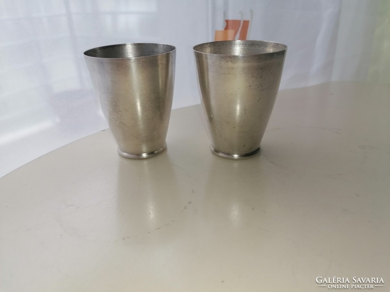 2 silver-plated half glasses (metal alloy) with Budapest engraving