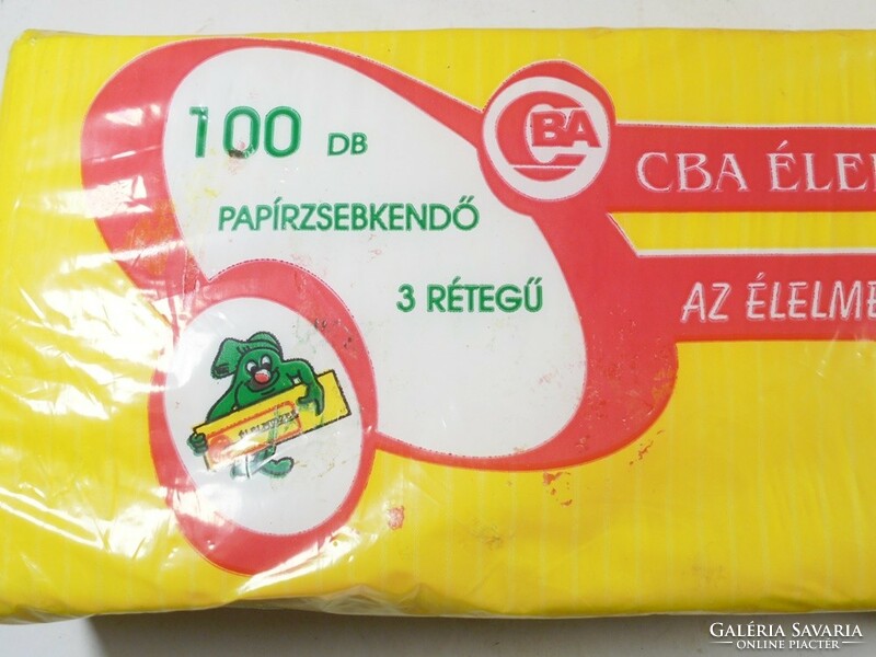 Régi retro papírzsebkendő 100 db CBA reklám 1990-es évekből, bontatlan csomagolásban