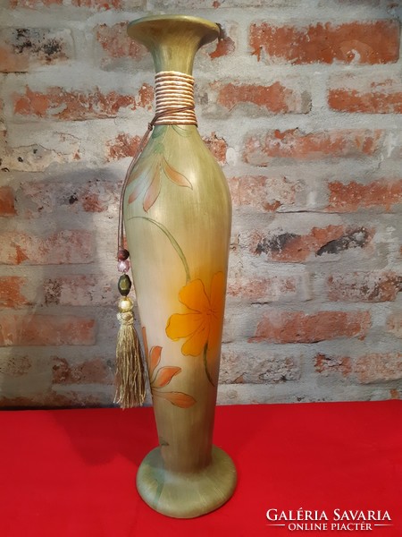 Unique hand-painted wooden vase 49 cm