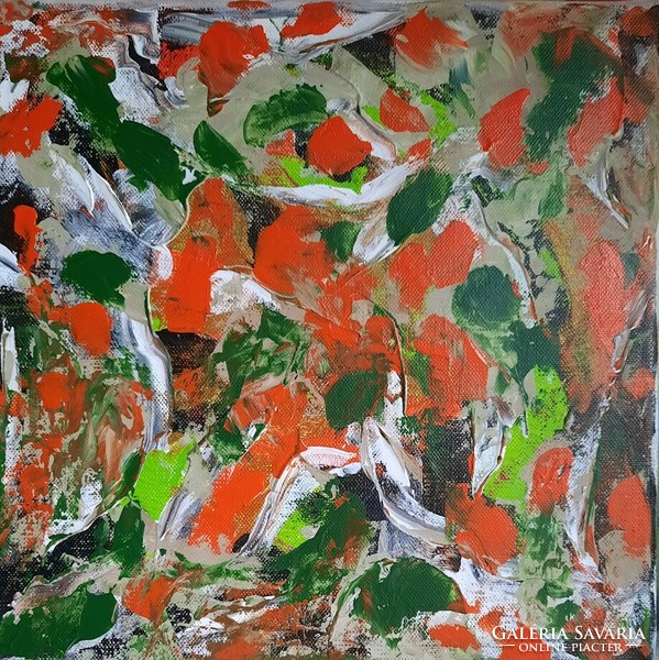 Zsm abstract painting, 30 cm/30 cm canvas, acrylic, painter's knife - colors in motion