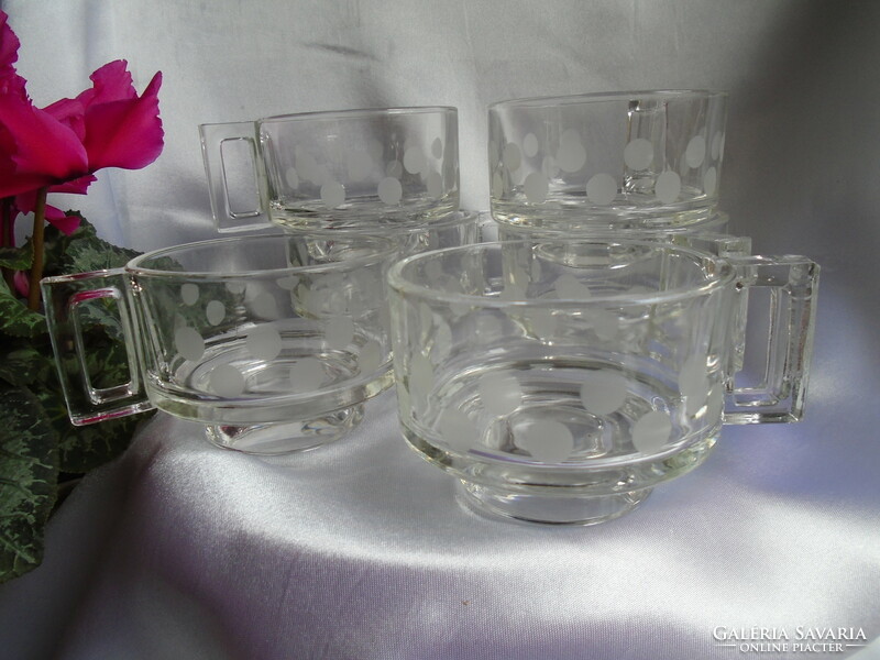 Italian speckled glass bowl, compote set 6 + 1.