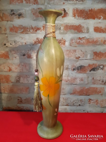 Unique hand-painted wooden vase 49 cm