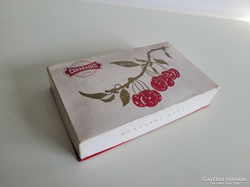 Régi Cukrászati gyár karton doboz Konyakos meggy édesipari papírdoboz