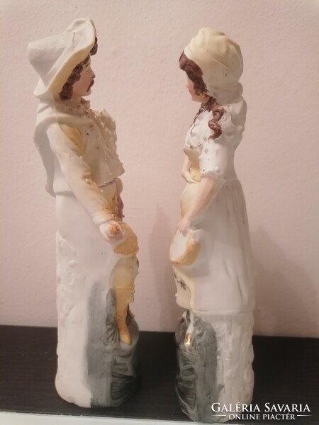 Antik Jelzett porcelán zenész pár