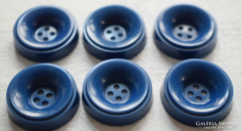 Retro blue plastic button 6 pcs. 3 Cm