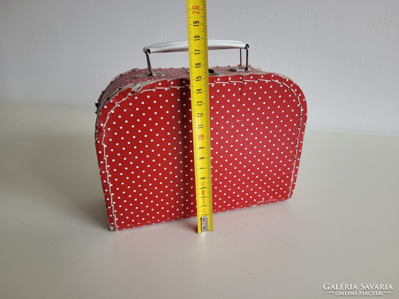 Old retro red polka dot small toy bag suitcase