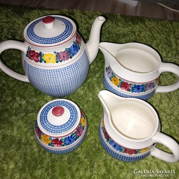 Villeroy & boch set of 4 floral patterns, jug, spout, sugar bowl