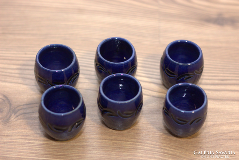 Korondi kék pálinkás poharak
